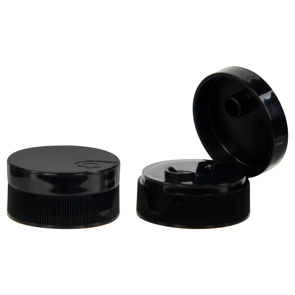 28/400 Black Ribbed Snap-Top Dispensing Cap with 0.25
