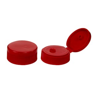 38/400 Red Ribbed Snap-Top Dispensing Cap with 0.25" Orifice