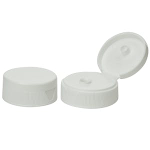 38/400 White Ribbed Snap-Top Dispensing Cap with 0.25" Orifice