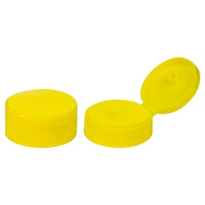 38/400 Yellow Ribbed Snap-Top Dispensing Cap with 0.25" Orifice