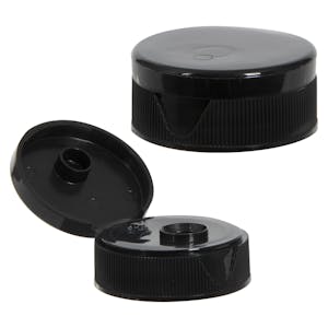 38/400 Black Ribbed Snap-Top Dispensing Cap with 0.375" Orifice
