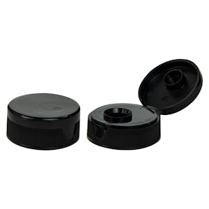 38/400 Black Ribbed Snap-Top Dispensing Cap with 0.5" Orifice