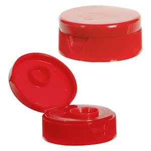 38/400 Red Ribbed Snap-Top Dispensing Cap with 0.5" Orifice