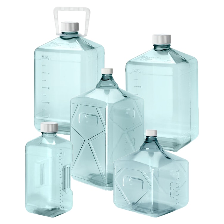 1 Liter Sterile Square Nalgene™ Polycarbonate Biotainer™ Bottle with 48mm Cap - Case of 35