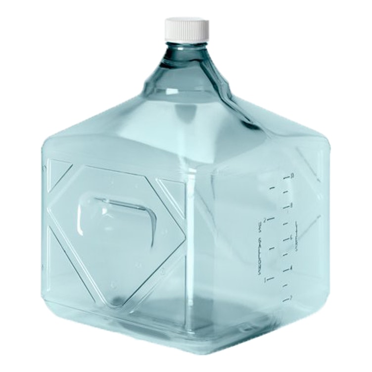 10 Liter Sterile Square Nalgene™ Polycarbonate Biotainer™ Bottle with 48mm Cap - Case of 2