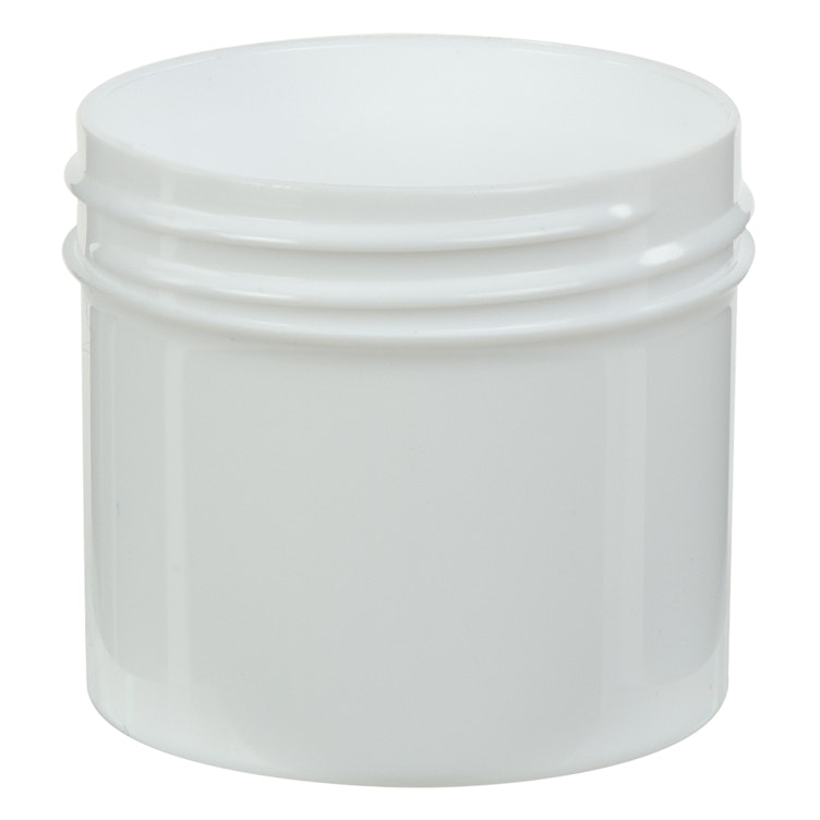 2 oz. White Polypropylene Straight-Sided Round Jar with 53/400 Neck (Cap Sold Separately)