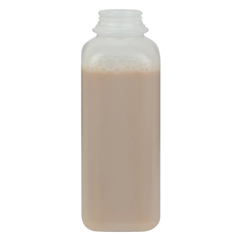 16 oz. Natural HDPE Square Bottle with 38mm DBJ Neck (Cap Sold Separately)