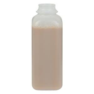 16 oz. Natural HDPE Square Bottle with 38mm DBJ Neck (Cap Sold Separately)