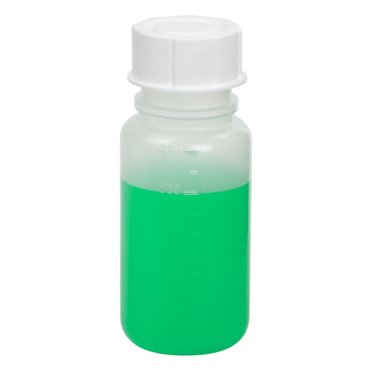 Leak Proof Water Bottles, Natural Polypropylene Narrow Mouth Bottles w/  Screw Caps