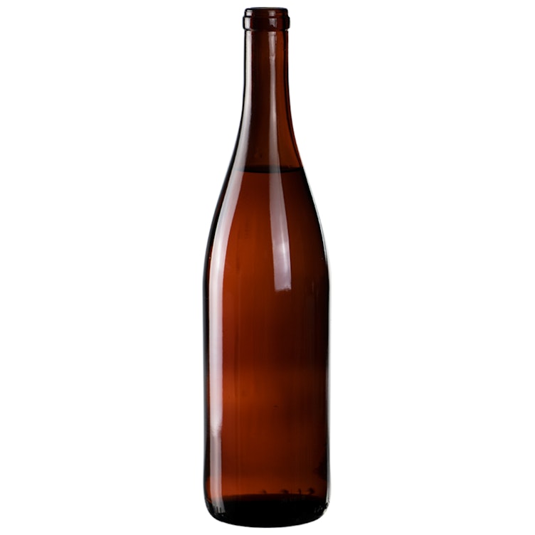 750mL Amber Glass Flat Bottom Bottle with Cork Neck (Cork sold separately)