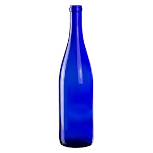 750mL Cobalt Blue Glass Flat Bottom Bottle with Cork Neck (Cork sold separately)