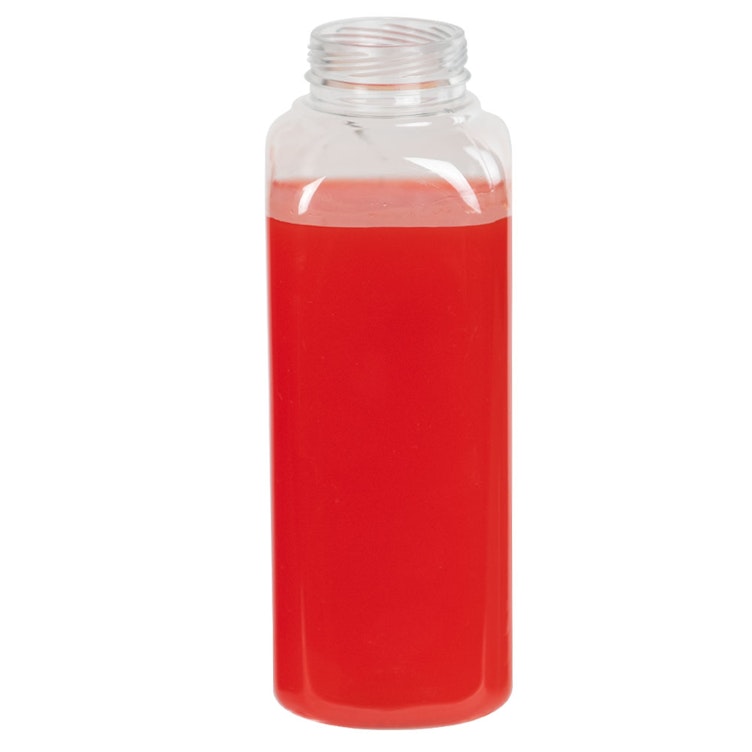 12 oz. Clear PET French Square Bottle with 38mm ISS/IPEC Neck (Cap Sold Separately)