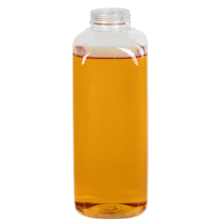 20 oz. Clear PET French Square Bottle with 38mm ISS/IPEC Neck (Cap Sold Separately)