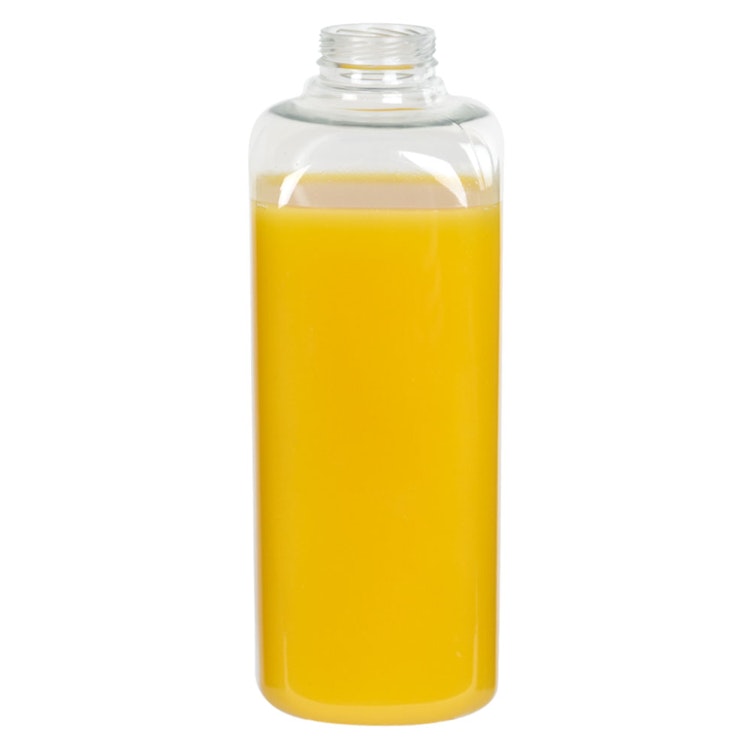 32 oz. Clear PET French Square Bottle with 38mm ISS/IPEC Neck (Cap Sold Separately)
