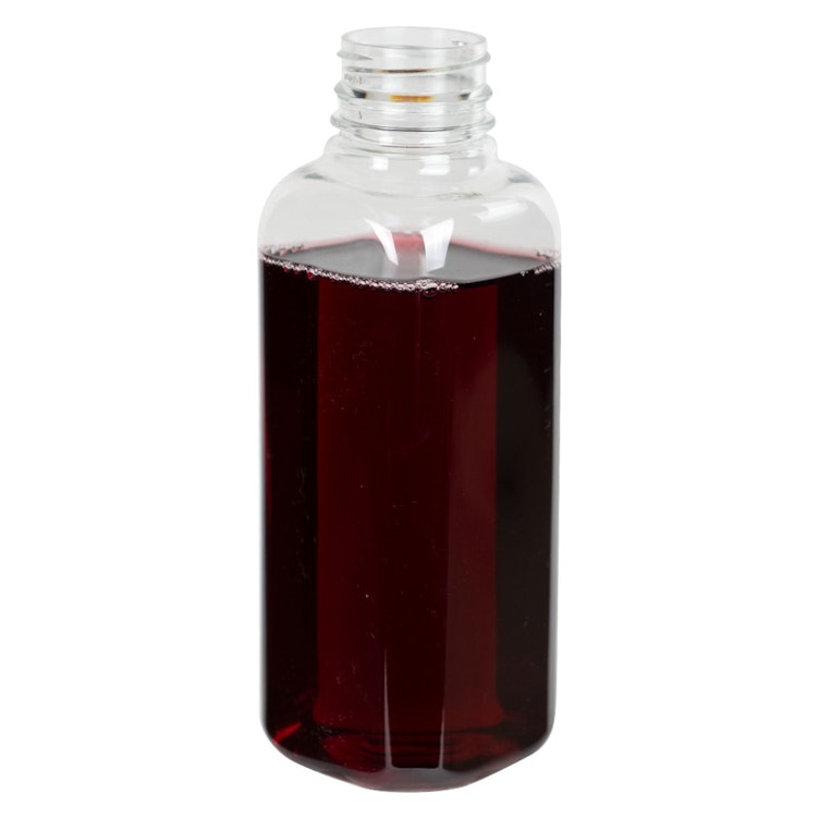 16 oz. Clear PET French Square Bottle with 38mm PANO Neck (Cap Sold Separately)