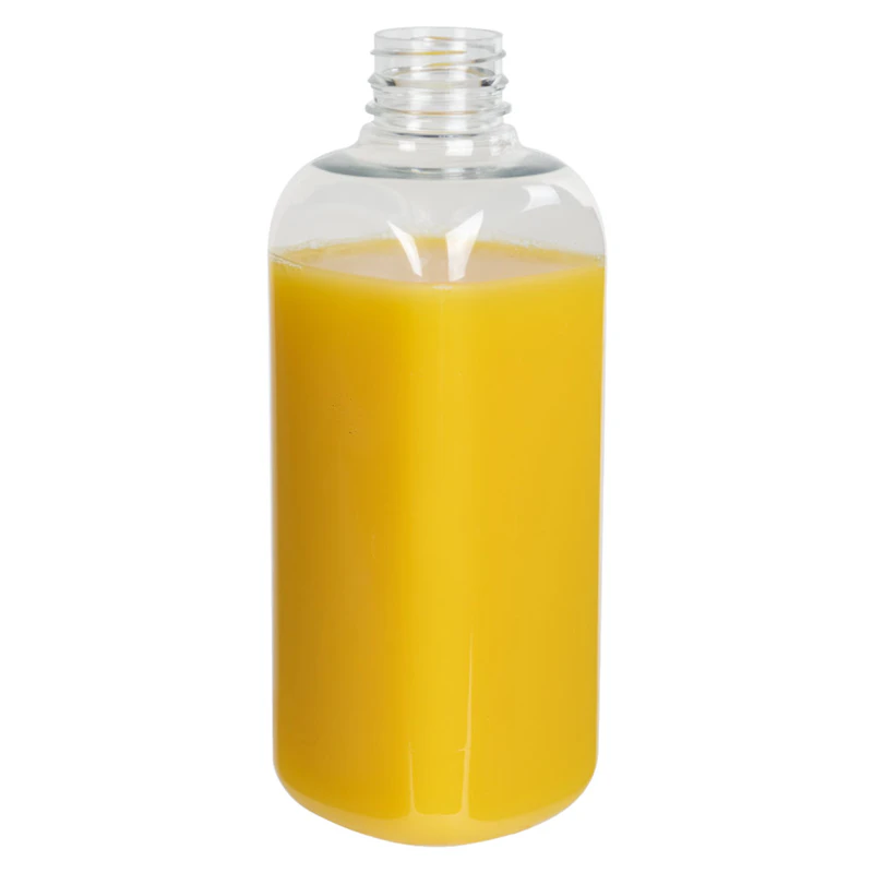 32 oz. Clear PET French Square Bottle with 38mm PANO Neck (Cap Sold Separately)