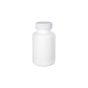 175cc/5.9 oz. White HDPE Packer Bottle with 38/400 White Ribbed Cap with F217 Liner