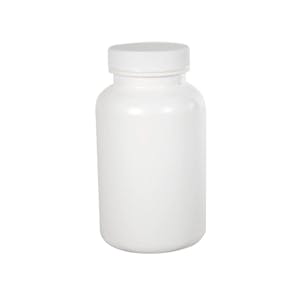 275cc/9.3 oz. White HDPE Packer Bottle with 45/400 White Ribbed Cap with F217 Liner