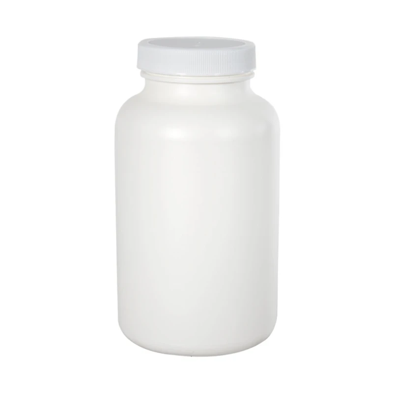 500cc/16.9 oz. White HDPE Packer Bottle with 53/400 White Ribbed Cap with F217 Liner