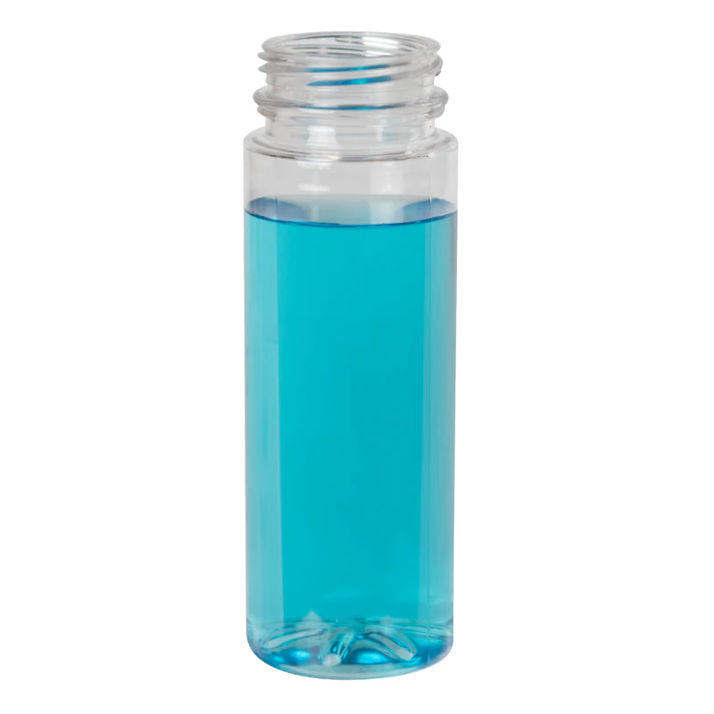 2 oz. Clear PET Energy Shot Bottle with 38mm DBJ Neck (Cap Sold Separately)