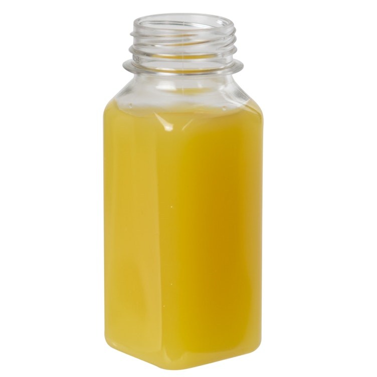 16 oz. Square Carafe PET Clear Juice Bottle