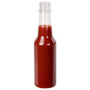 10 oz. Clear PET Smooth Round Grenadine Bottle with 28mm PCO Neck (Cap Sold Separately)