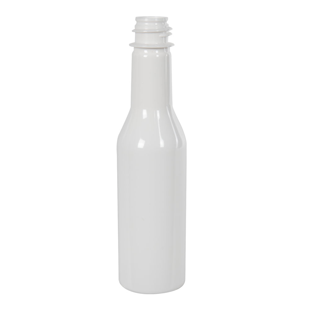10 oz. Clear PET Smooth Round Grenadine Bottle with 28mm PCO Neck