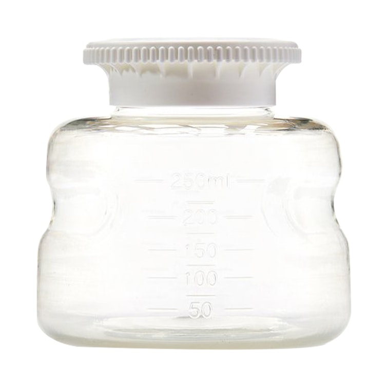 250mL SECUREgrasp® Polystyrene Sterile Bottles with 45mm White Caps - Case of 24
