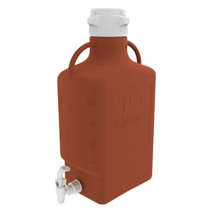 10 Liter Amber EZgrip® HDPE with 83mm Closed Cap & Spigot