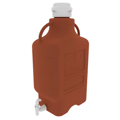 20 Liter Amber EZgrip® HDPE Carboy with 120mm Closed Cap & Spigot