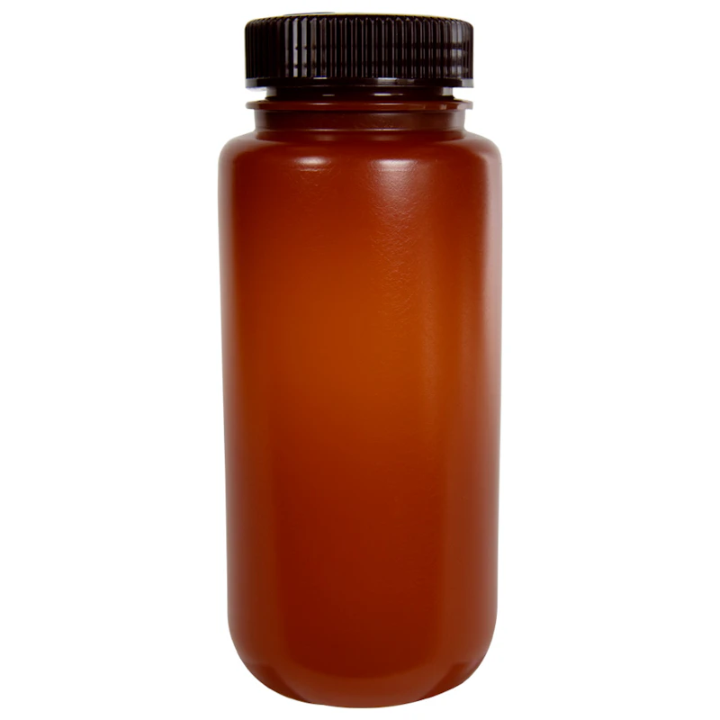500mL Nalgene™ Wide Mouth Translucent Amber HDPE Bottle with 53/415 Cap