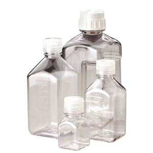 30mL Nalgene™ Sterile Square PETG Bottle with 20/415 Cap