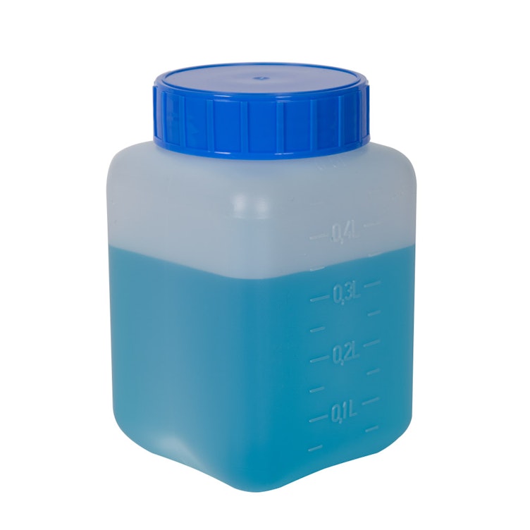 500mL Azlon® HDPE Rectangular Wide Mouth Graduated Bottle with Cap