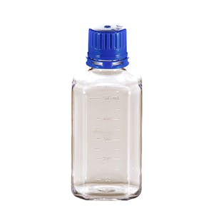 500mL PETG Graduated Square Sterile Bottles with 38/430  Blue Tamper Evident Caps