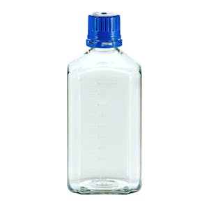 1000mL PETG Graduated Square Sterile Bottles with 38/430  Blue Tamper Evident Caps