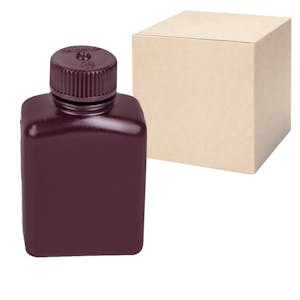 8 oz./250mL Nalgene™ Amber HDPE Rectangular Bottles with 38mm Caps - Case of 72
