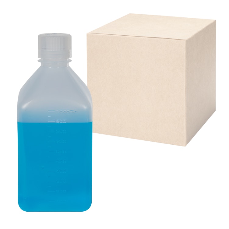 32 oz./1000mL Nalgene™ Narrow Mouth Polypropylene Square Bottles with 38/430 Caps - Case of 24