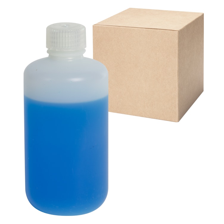 8 oz./250mL Nalgene™ Natural Level 5 Fluorinated HDPE Bottles with 24mm Caps - Case of 72