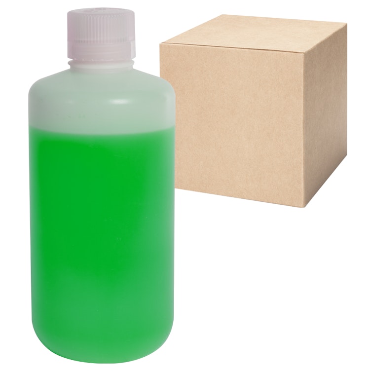 32 oz./1000mL Nalgene™ Natural Level 5 Fluorinated HDPE Bottles with 38/430 Caps - Case of 24