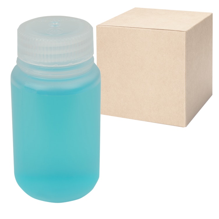 16 oz. Natural HDPE Round Spray Bottle with 28/400 Blue & White Sprayer
