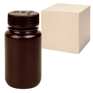 4 oz./125mL Nalgene™ Lab Quality Amber HDPE Wide Mouth Bottles with 38mm Caps - Case of 72