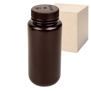 16 oz./500mL Nalgene™ Lab Quality Amber HDPE Wide Mouth Bottles with 53mm Caps - Case of 48