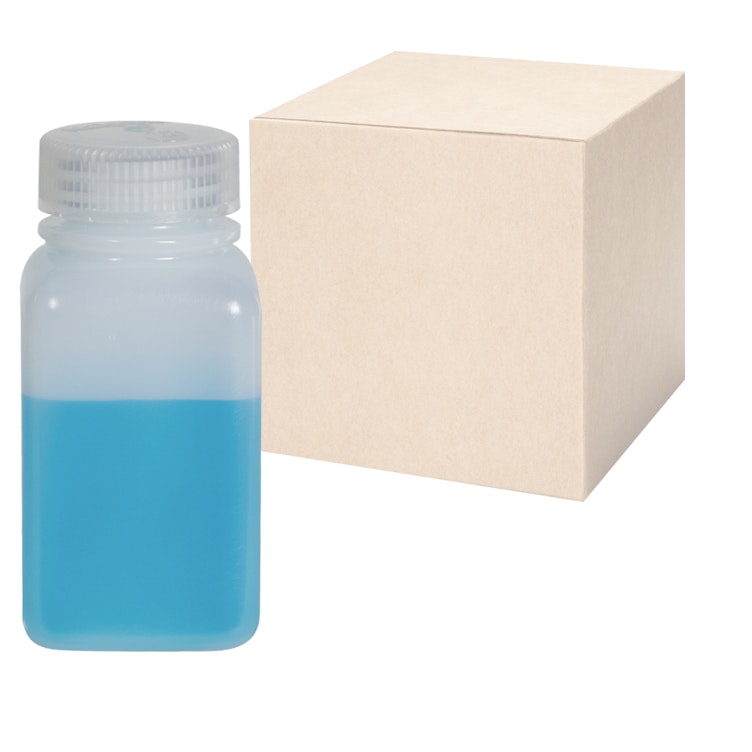 6 oz./175mL Nalgene™ Wide Mouth Polyethylene Square Bottles with 38mm Caps - Case of 72
