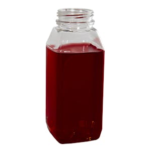 10 oz. Square Carafe PET Clear Juice Bottle - 270/Box