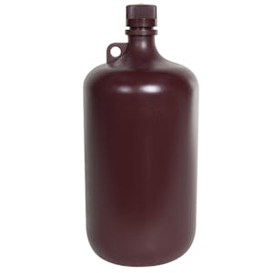 4 Liter Diamond® RealSeal™ Polypropylene Amber Large Format Round Bottle with 38/430 Cap