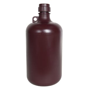 8 Liter Diamond® RealSeal™ Polypropylene Amber Large Format Round Bottle with 53mm Cap