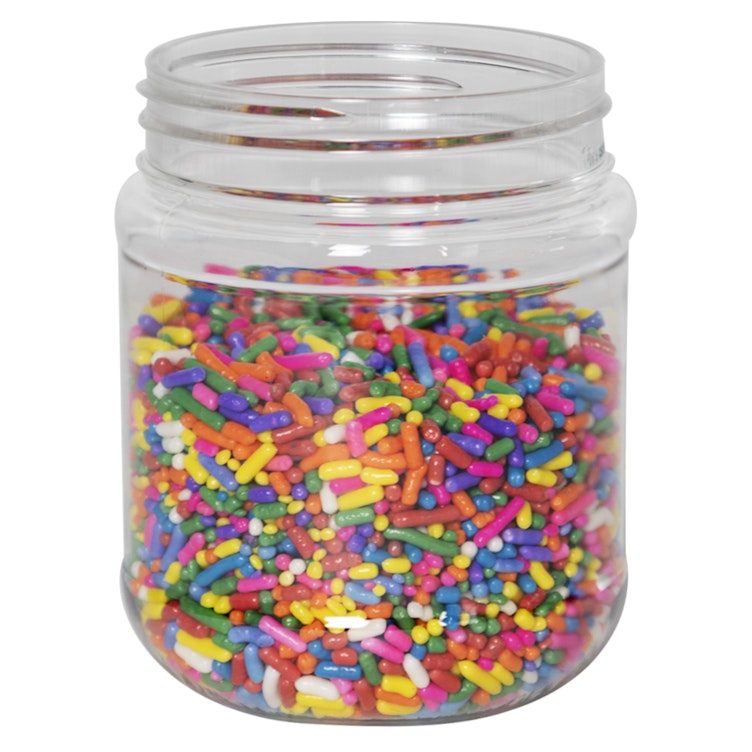 8 oz. Clear PET Round Jar with Label Panel & 63/400 Neck (Caps Sold Separately)
