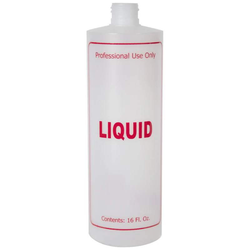 8 oz. Natural HDPE Cylinder Bottle with 24/410 Neck & Red "Liquid" Embossed (Cap sold Separately)