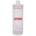 16 oz. Natural HDPE Cylinder Bottle with 24/410 Neck & Red "Lotion" Embossed (Caps Sold Separately)