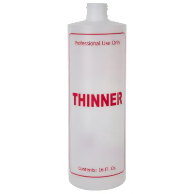 8 oz. Natural HDPE Cylinder Bottle with 24/410 Neck & Red "Thinner" Embossed (Cap sold Separately)